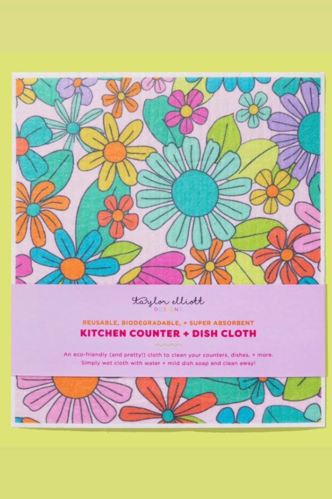 Biodegradable Dish Cloth GIFT/OTHER TAYLOR ELLIOTT DESIGNS FLOWERGARDEN