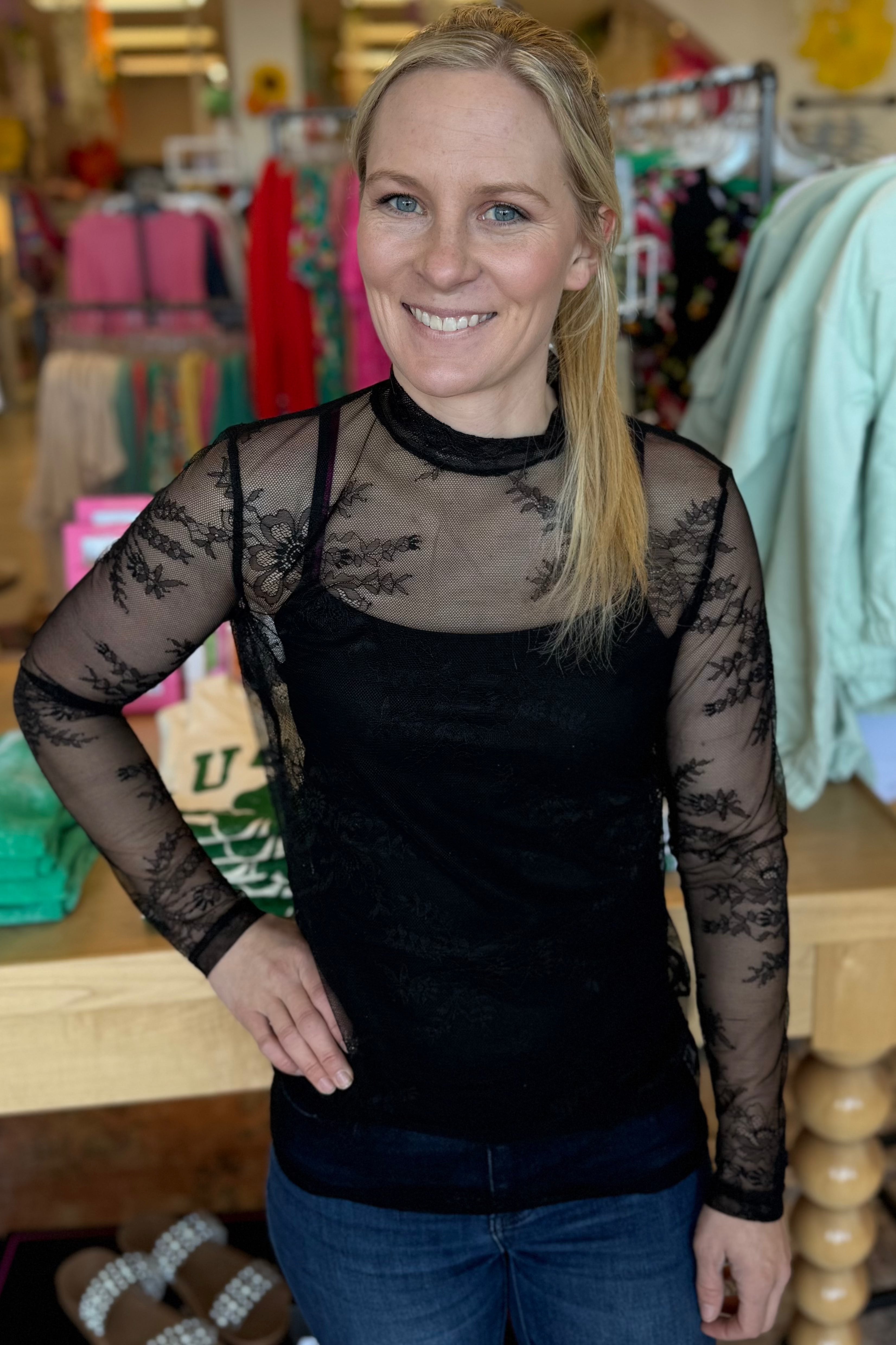 Lincoln Park After Dark Lace Top MISSY BASIC KNIT STERLINGKREEK