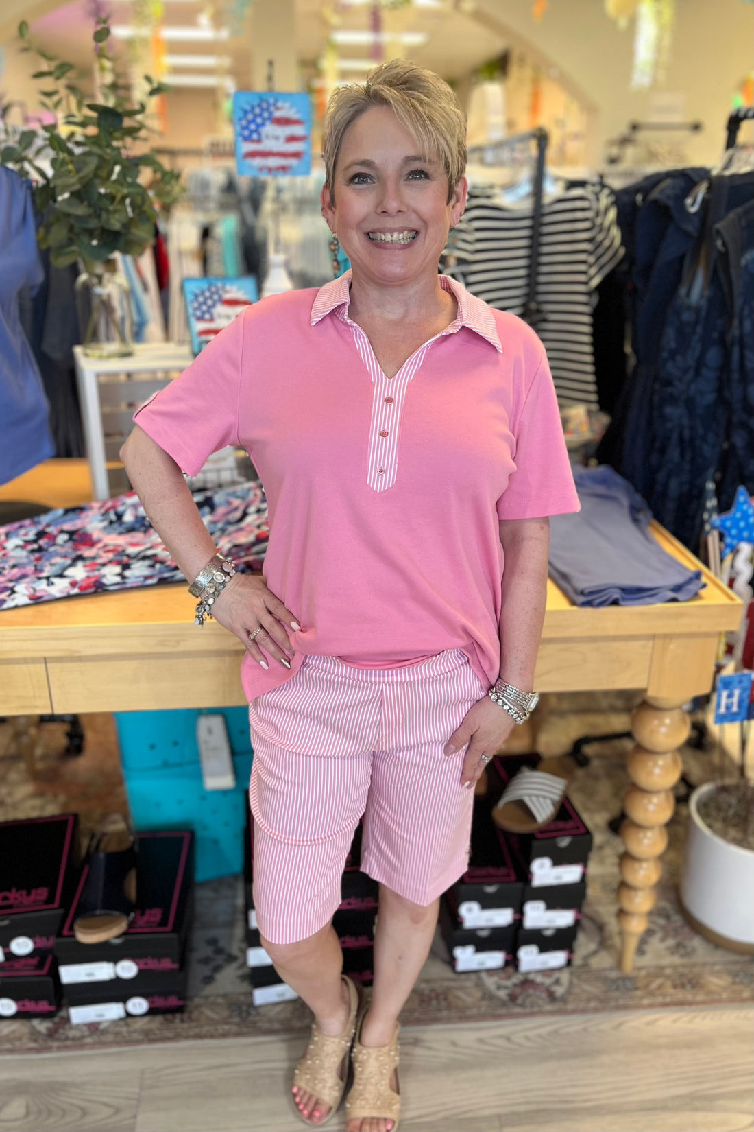 Pull On Striped Shorts with Pockets BOTTOMS SOUTHERN LADY