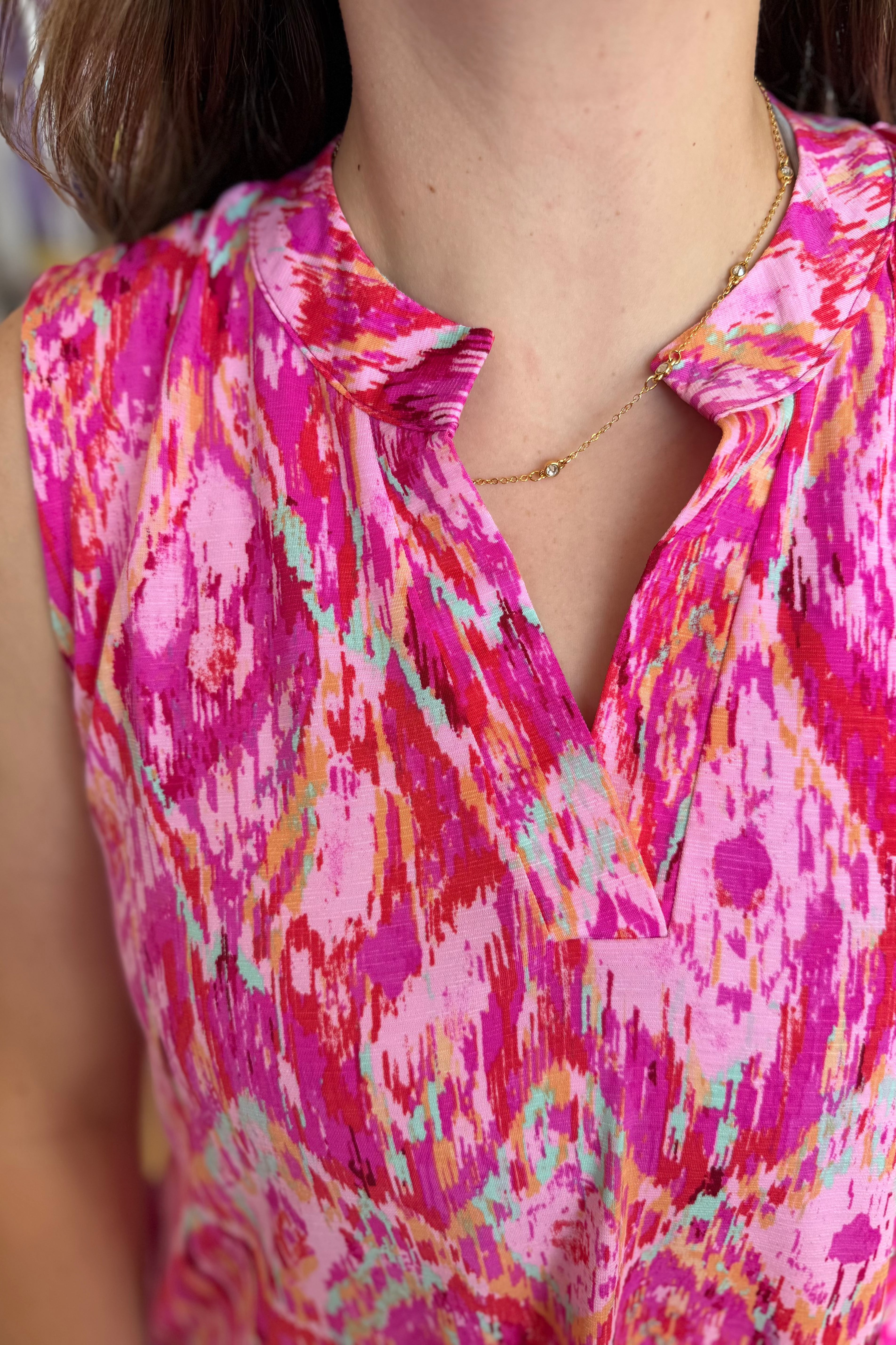 Printed V-Neck Tank Top Dress DRESS DEAR SCARLETT