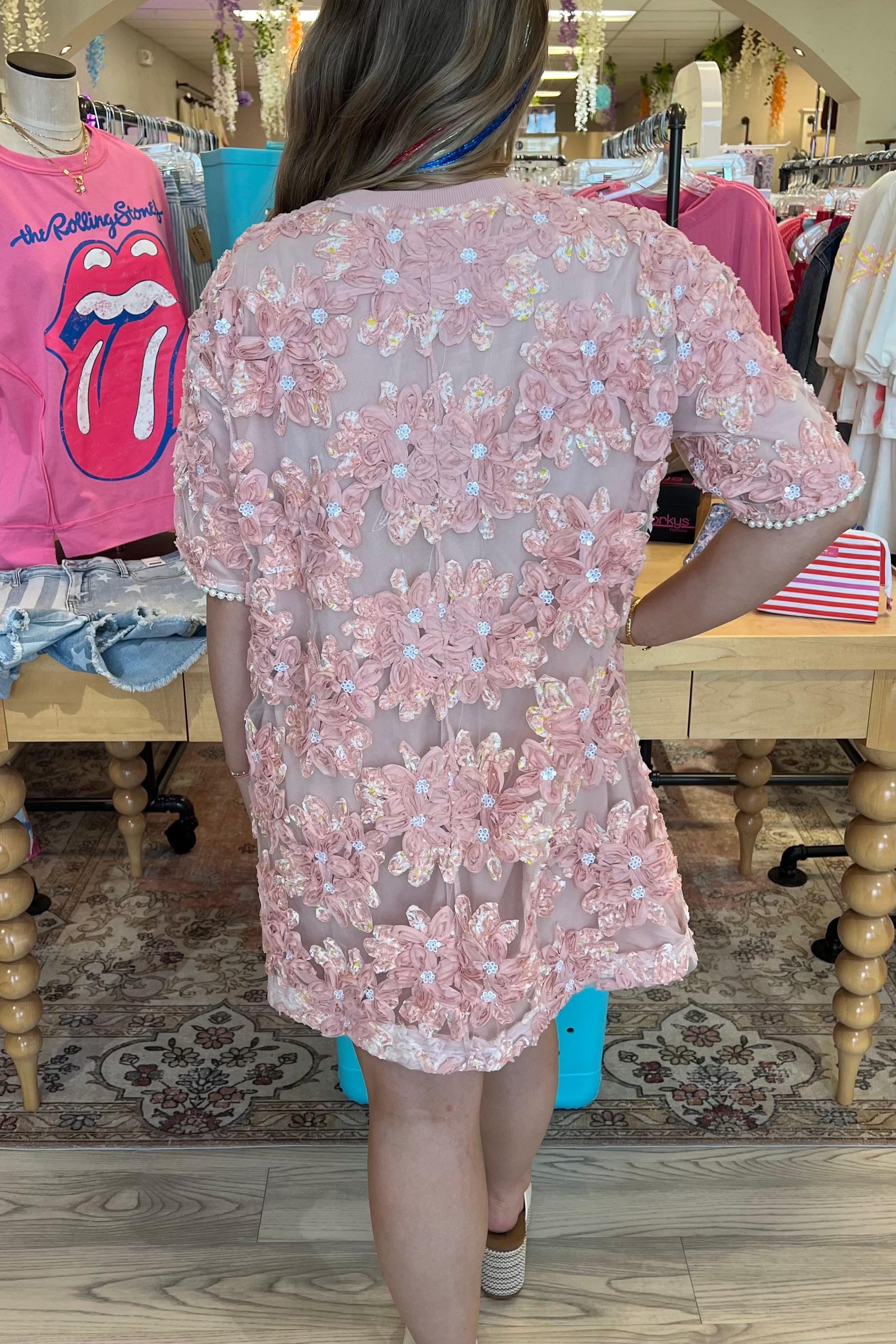 Short SLeeve Floral Sequins Dress DRESS DAVI&DANI