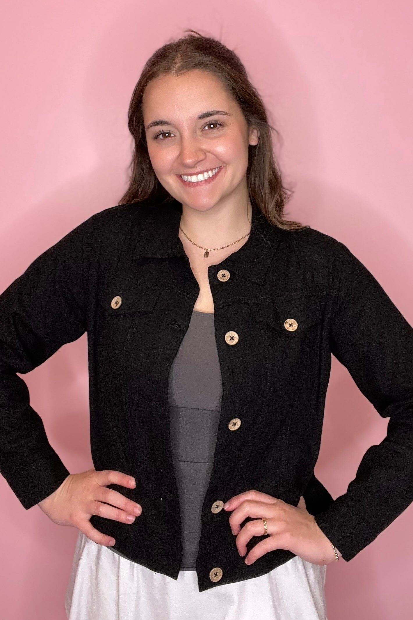 Long Sleeve Linen Jacket with Wood Buttons OUTFIT COMPLETER KEREN HART