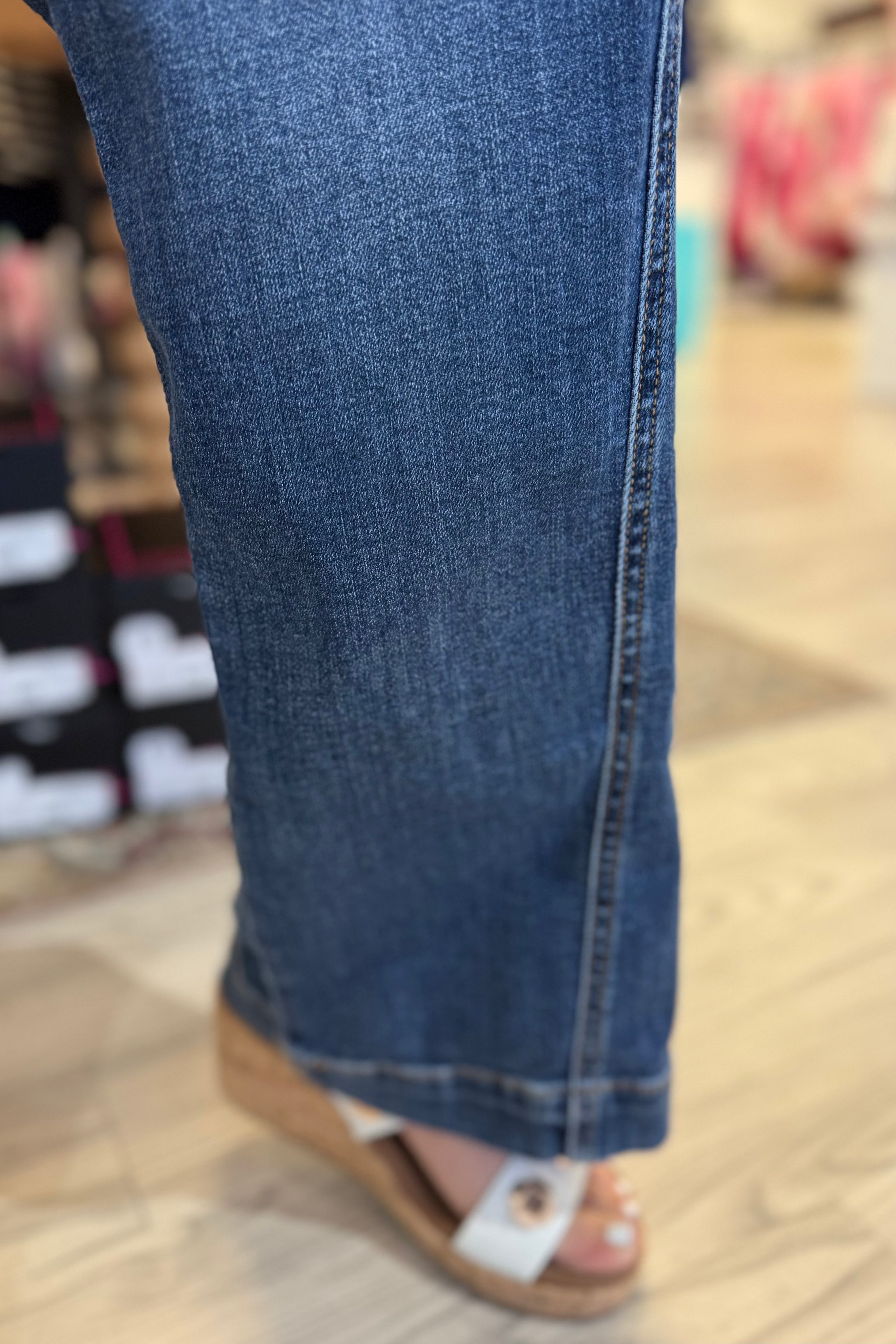 High Waist Trouser Detail Seam Wide Leg JEANS JUDY BLUE