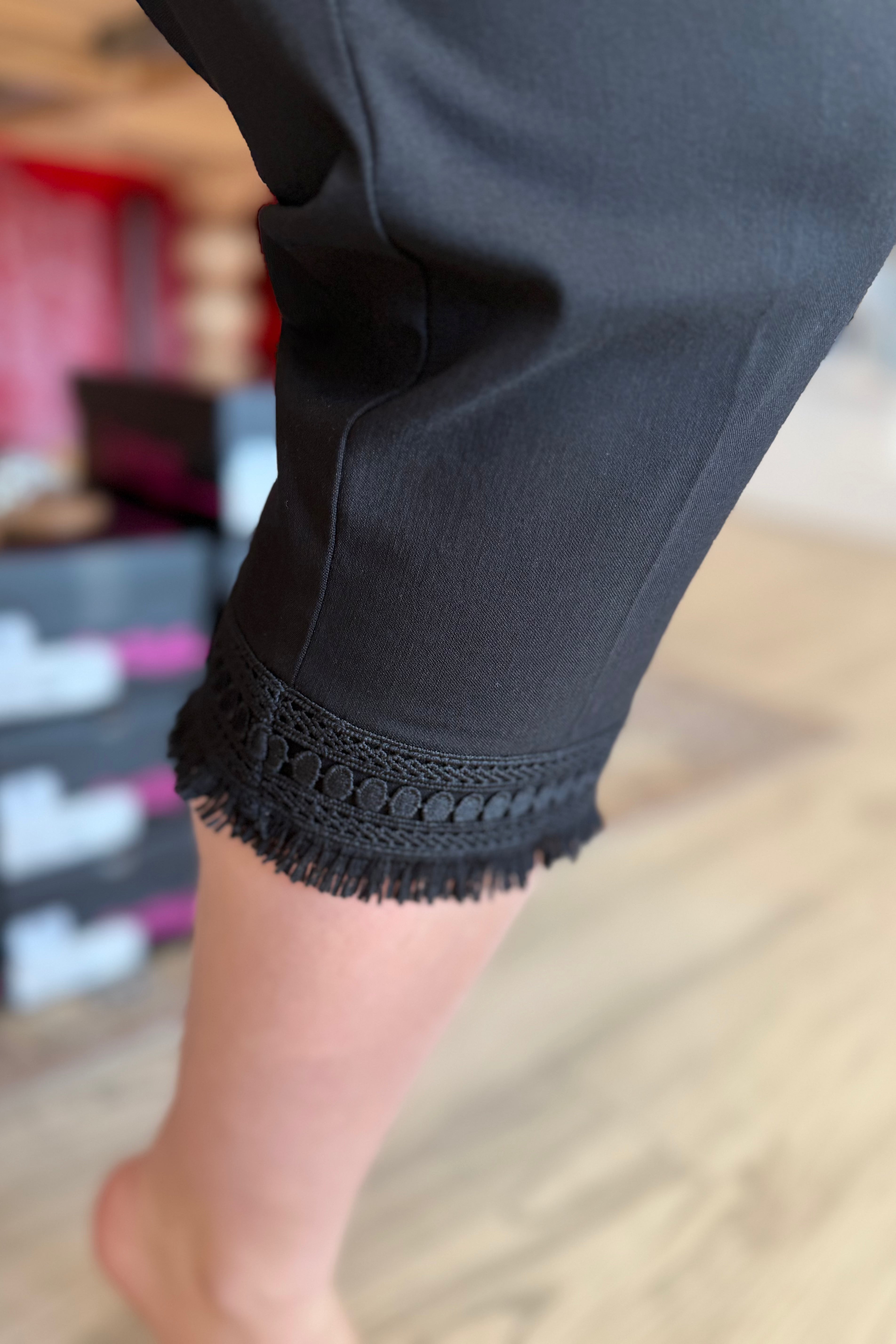 Pull On Crop Pant with Fringe Bottom Detail BOTTOMS ZAC & RACHEL