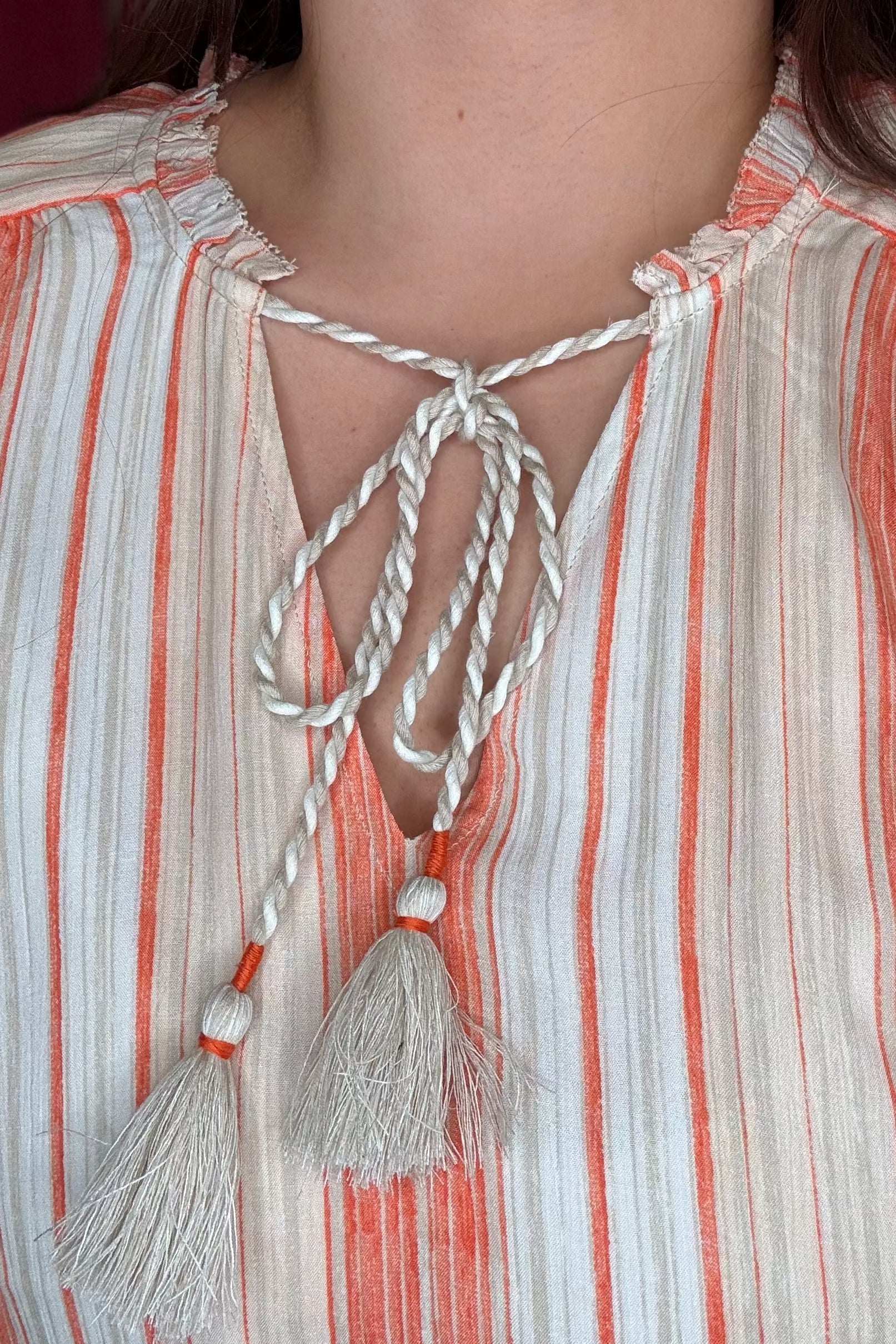 Tie Top Striped Ruffle Tank MISSY TOP SPECIAL LIVERPOOL