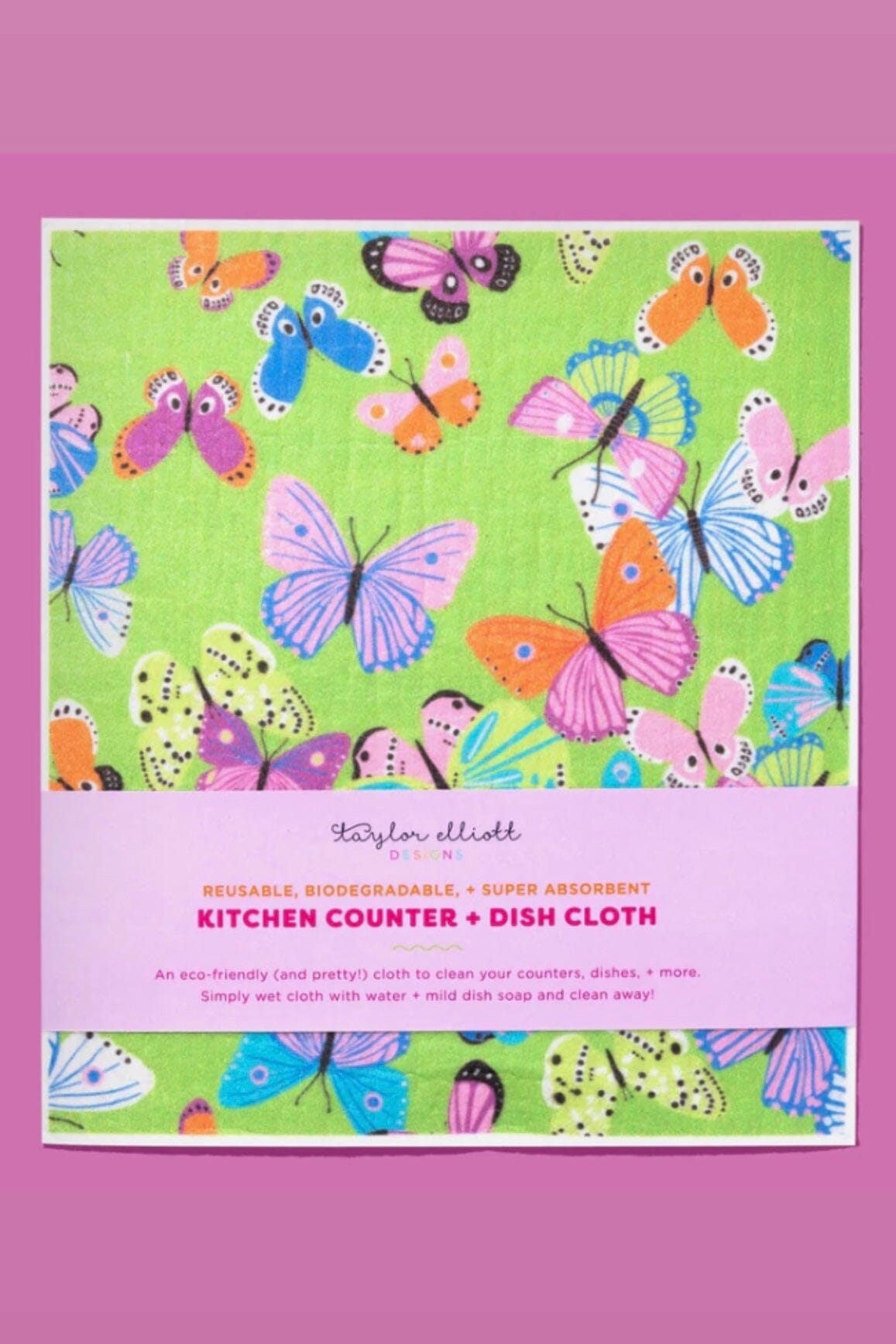 Biodegradable Dish Cloth GIFT/OTHER TAYLOR ELLIOTT DESIGNS BUTTERFLIES