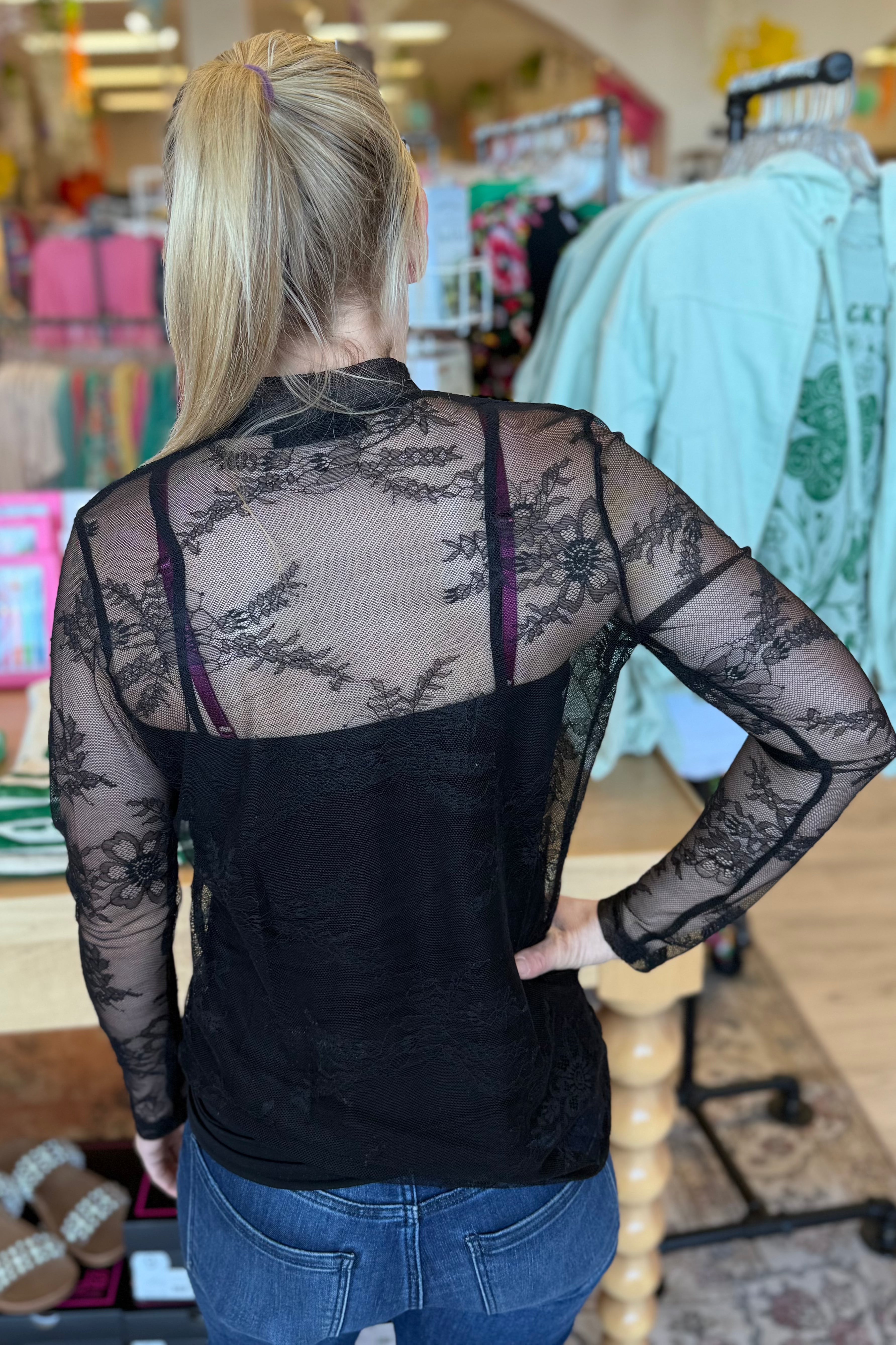 Lincoln Park After Dark Lace Top MISSY BASIC KNIT STERLINGKREEK