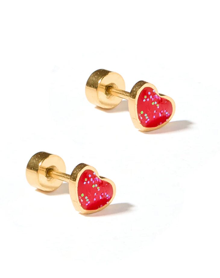 Screwback Stud Red Nora Heart JEWELRY LINNY CO