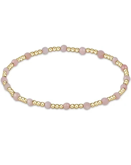 Gemstone Gold Sincerity Pattern 3mm Bead Bracelet-Pink Opal JEWELRY ENEWTON