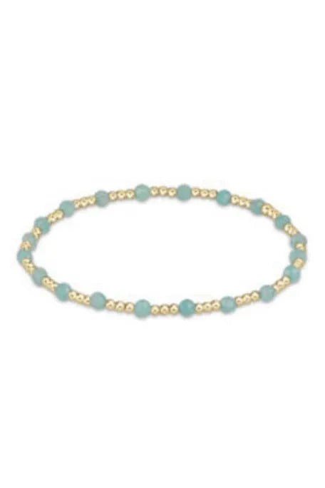 Gemstone Gold Sincerity Pattern 3mm Bead Bracelet-Amazonite JEWELRY ENEWTON