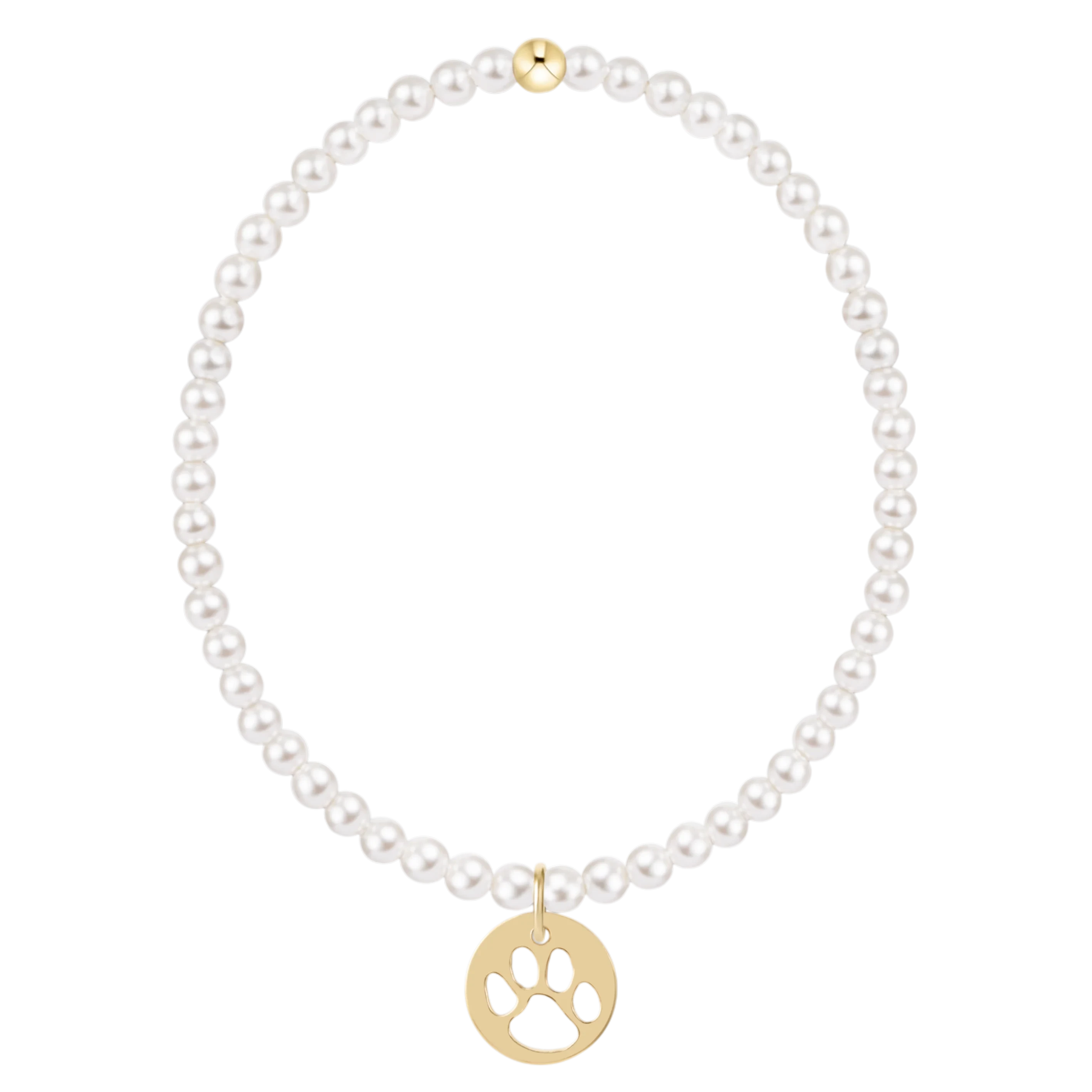 Enewton Classic Pearl 3mm Bracelet - Paw Print Gold Disc JEWELRY ENEWTON
