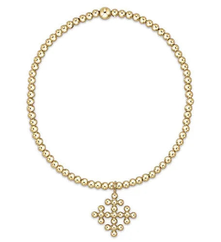 Classic Gold 2.5mm Bead Bracelet - Classic Beaded Signature Cross Encompass Gold Charm JEWELRY ENEWTON