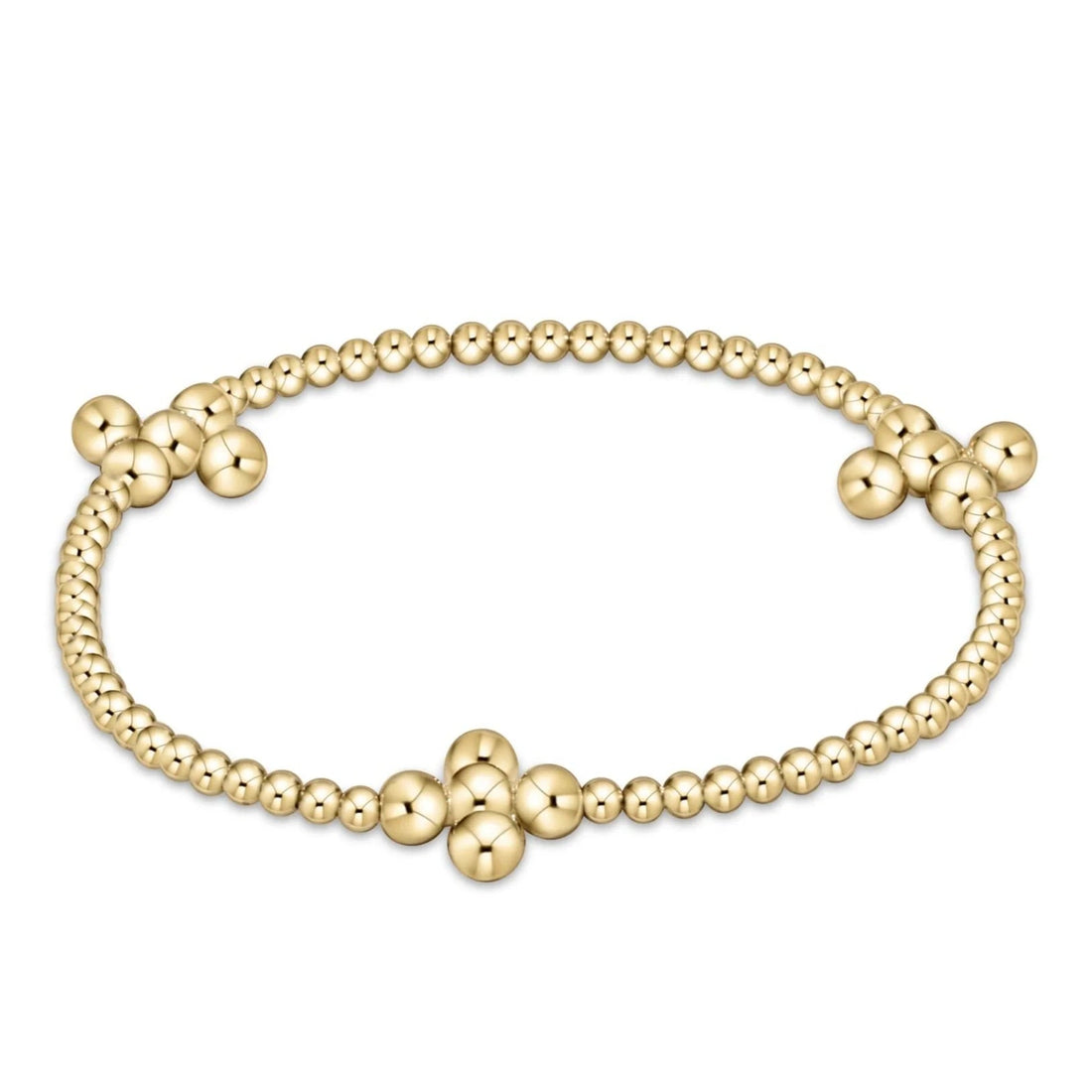 Signature Cross Gold Pattern 2.5mm Bead Bracelet - Classic Beaded Signature Cross Gold - 4mm Bead Gold JEWELRY ENEWTON