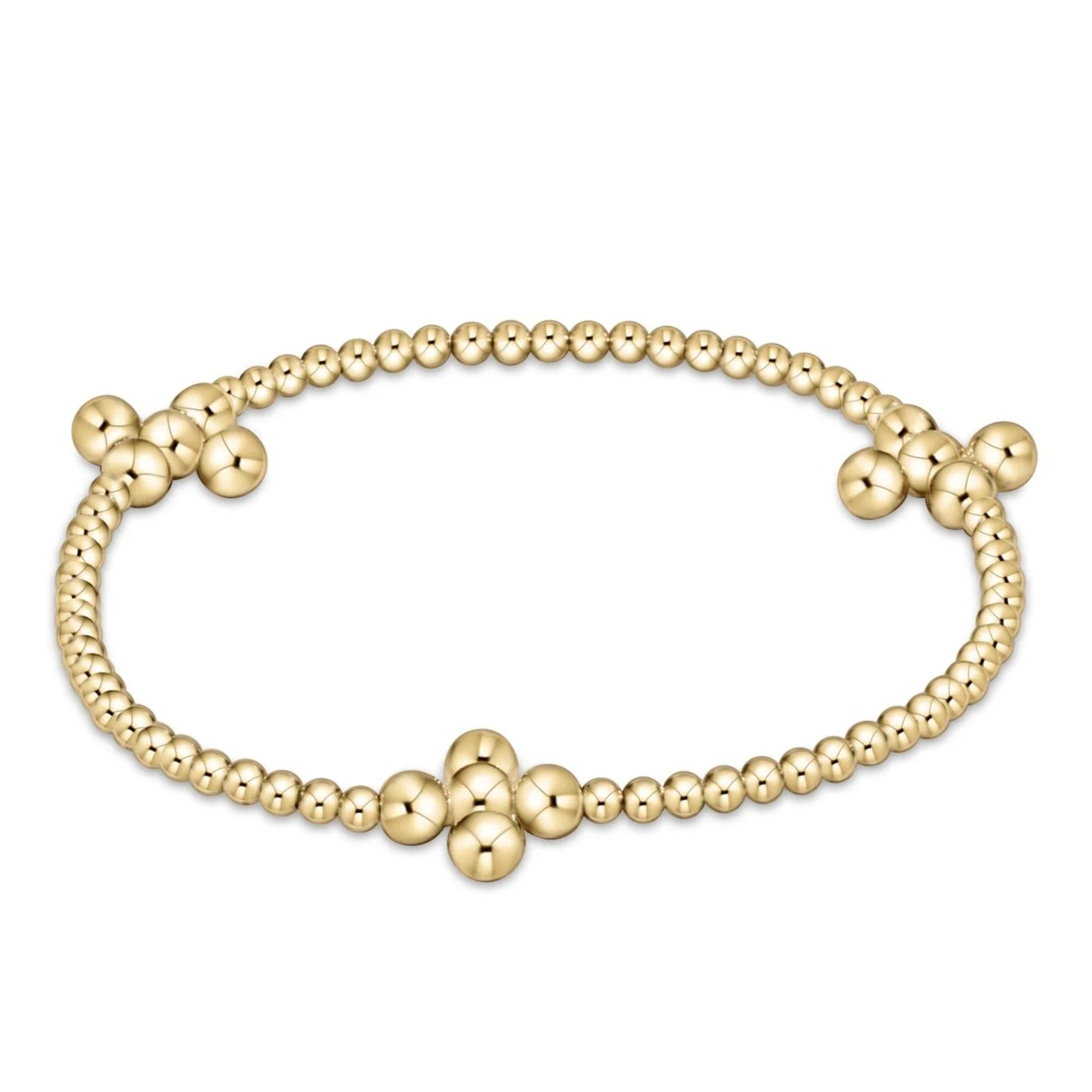 Signature Cross Gold Pattern 2.5mm Bead Bracelet - Classic Beaded Signature Cross Gold - 4mm Bead Gold JEWELRY ENEWTON
