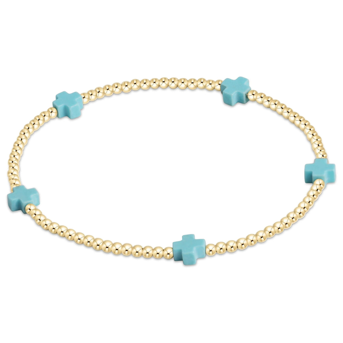 Enewton e girl Signature Cross Small Gold Pattern 2 mm Bead Bracelet Turquoise GIFT/OTHER ENEWTON