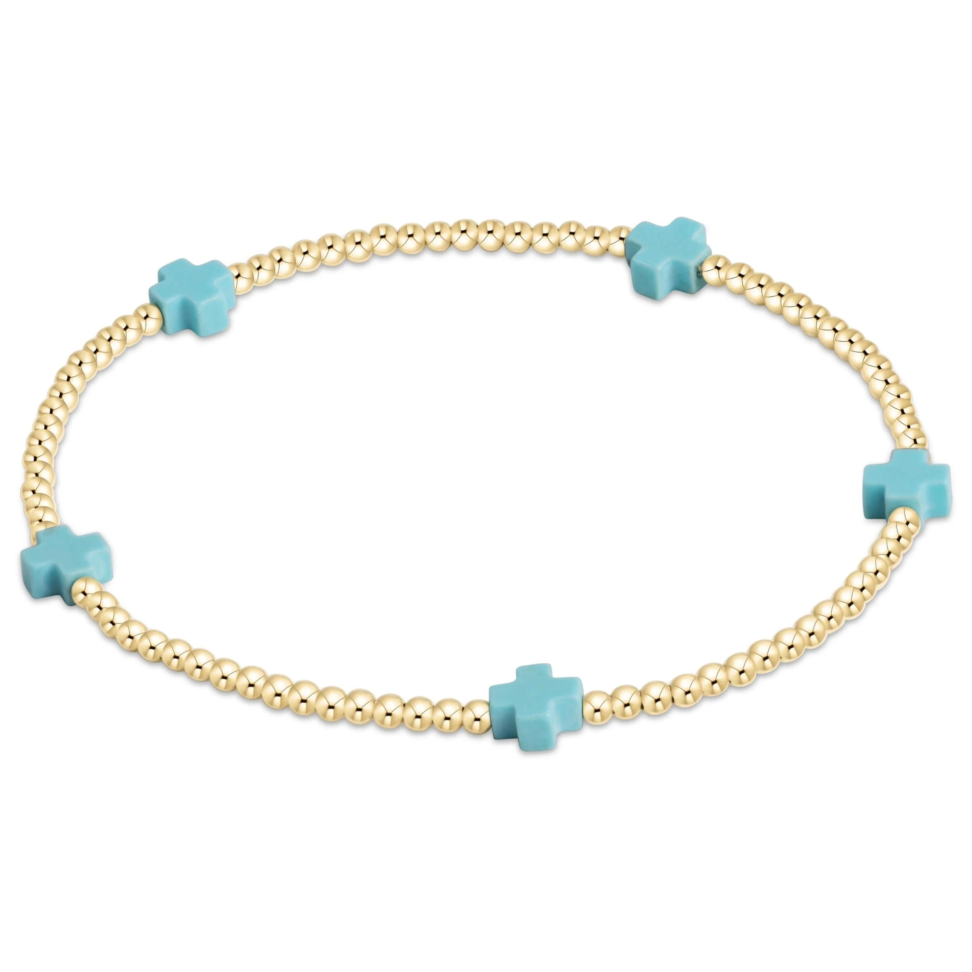 Enewton e girl Signature Cross Small Gold Pattern 2 mm Bead Bracelet Turquoise GIFT/OTHER ENEWTON