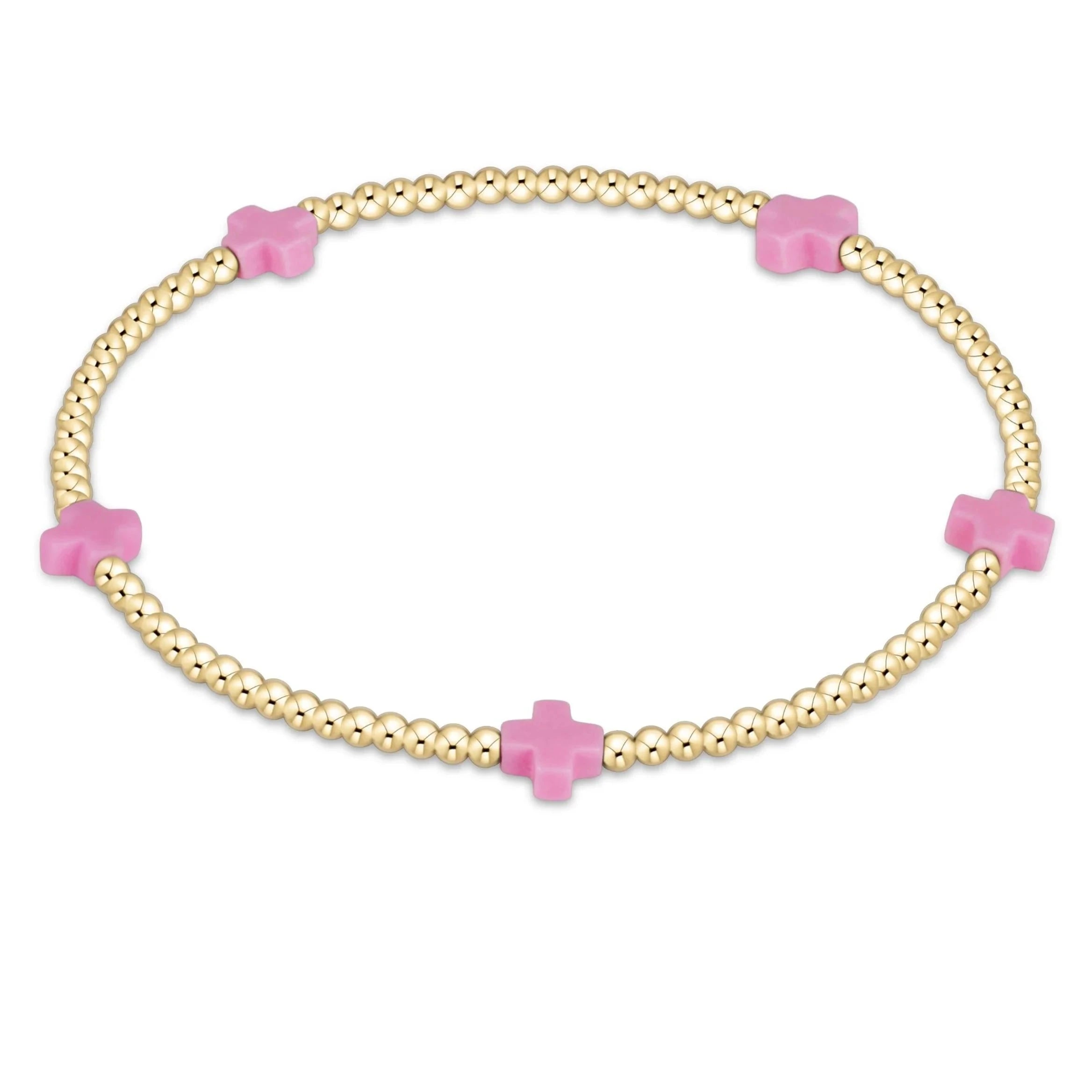 Enewton e girl Signature Cross Small Gold Pattern 2mm Bead Bracelet-Bright Pink GIFT/OTHER ENEWTON