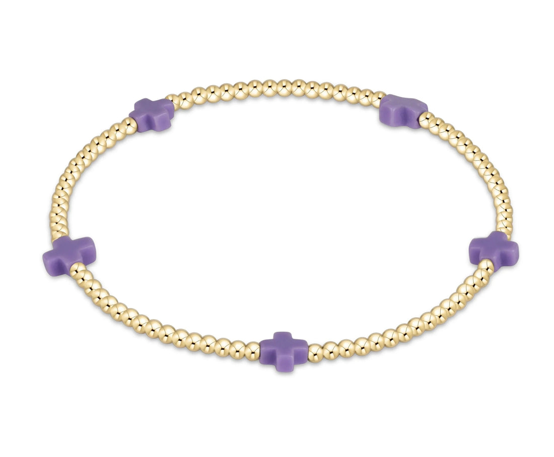 Enewton E Girl Signature Cross Small Gold Pattern 2mm Bead Bracelet- Purple GIFT/OTHER ENEWTON