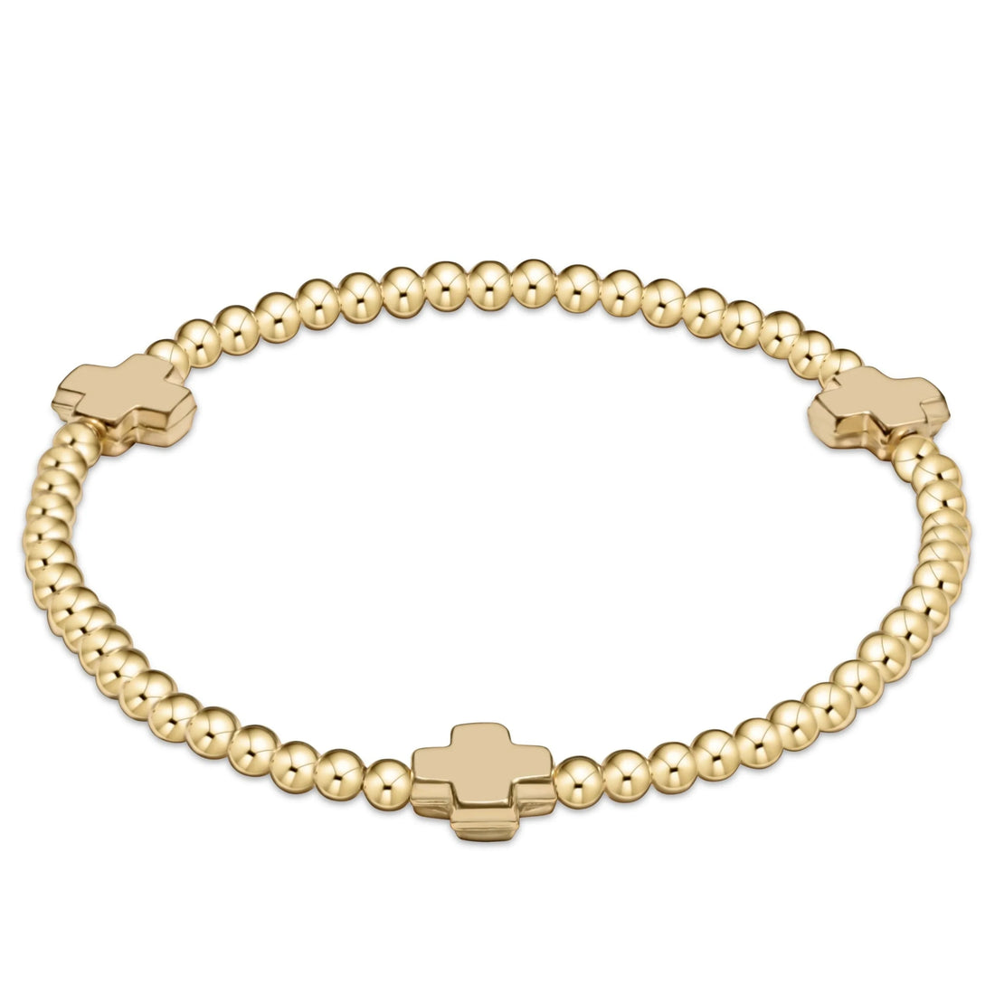 Enewton Extended Signature Cross Gold Pattern 3mm Bead Bracelet-Gold JEWELRY ENEWTON