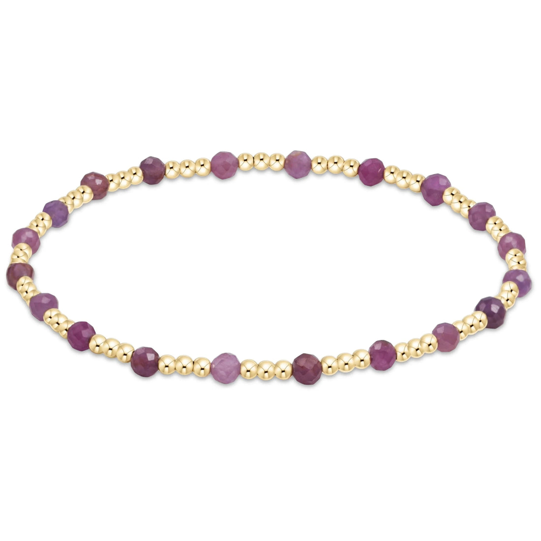 Enewton Gemstone Gold Sincerity Pattern 3mm Bead Bracelet- Ruby JEWELRY ENEWTON
