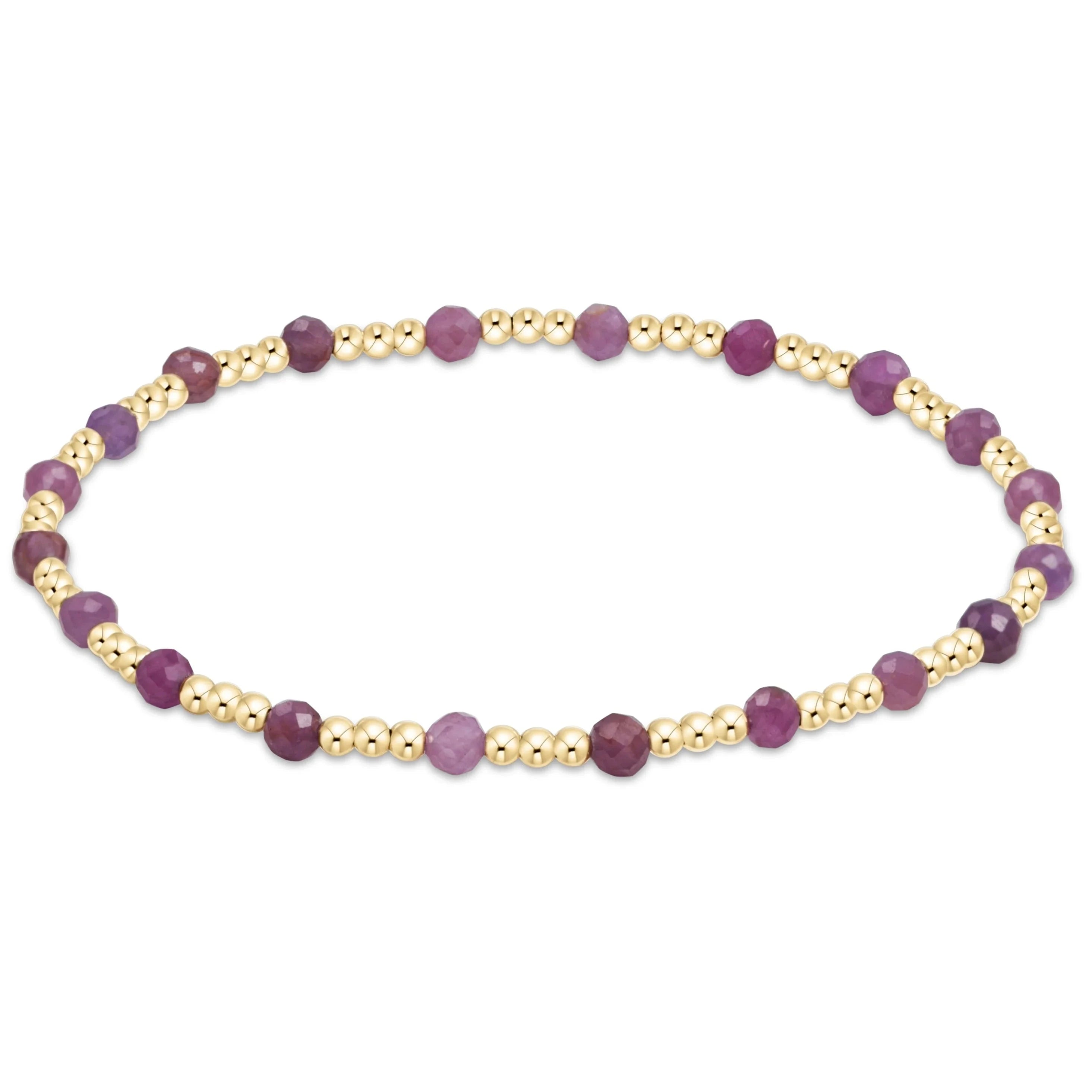 Enewton Gemstone Gold Sincerity Pattern 3mm Bead Bracelet- Ruby JEWELRY ENEWTON