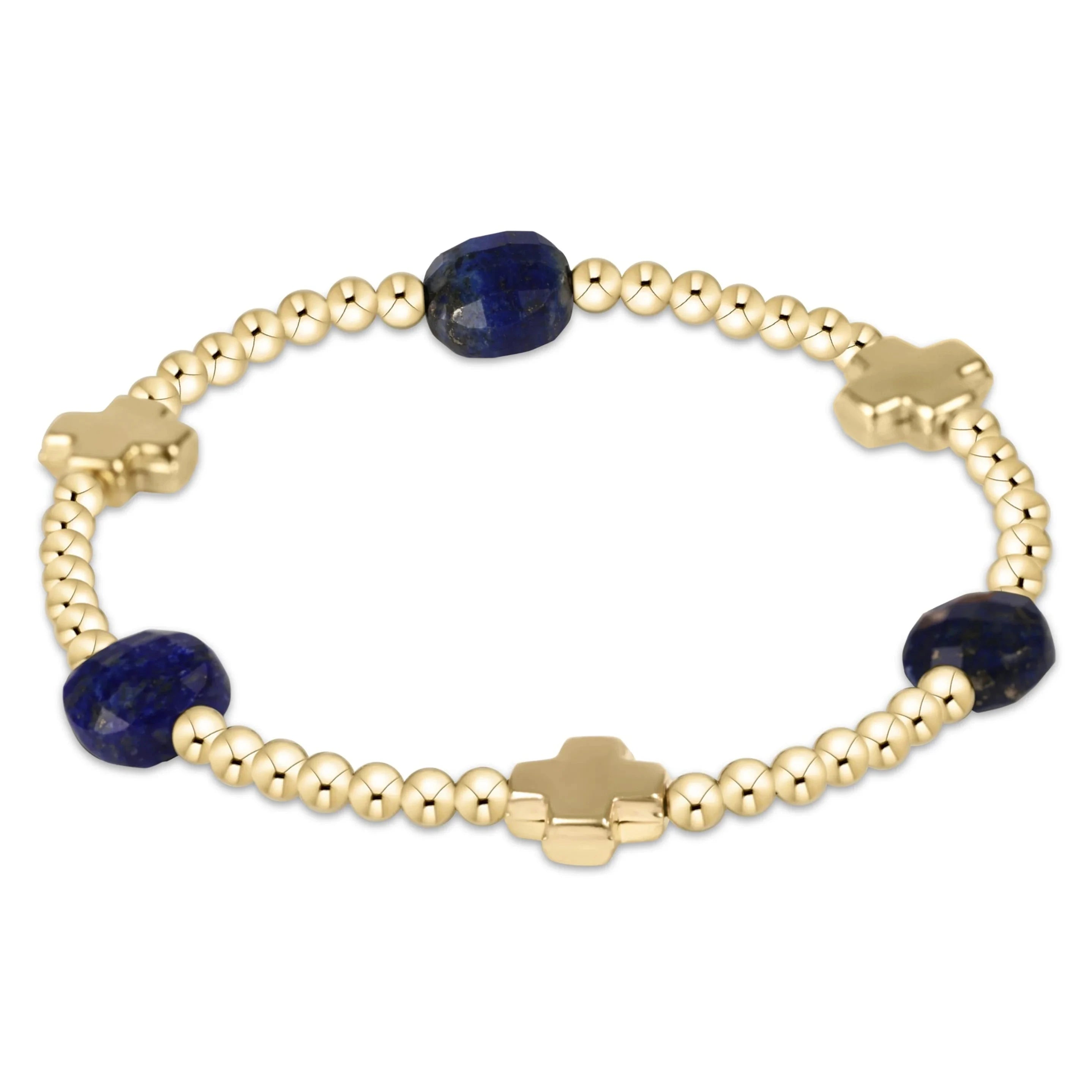 Enewton Signature Cross Admire Gold Pattern 3mm Bead Bracelet- Lapis JEWELRY ENEWTON