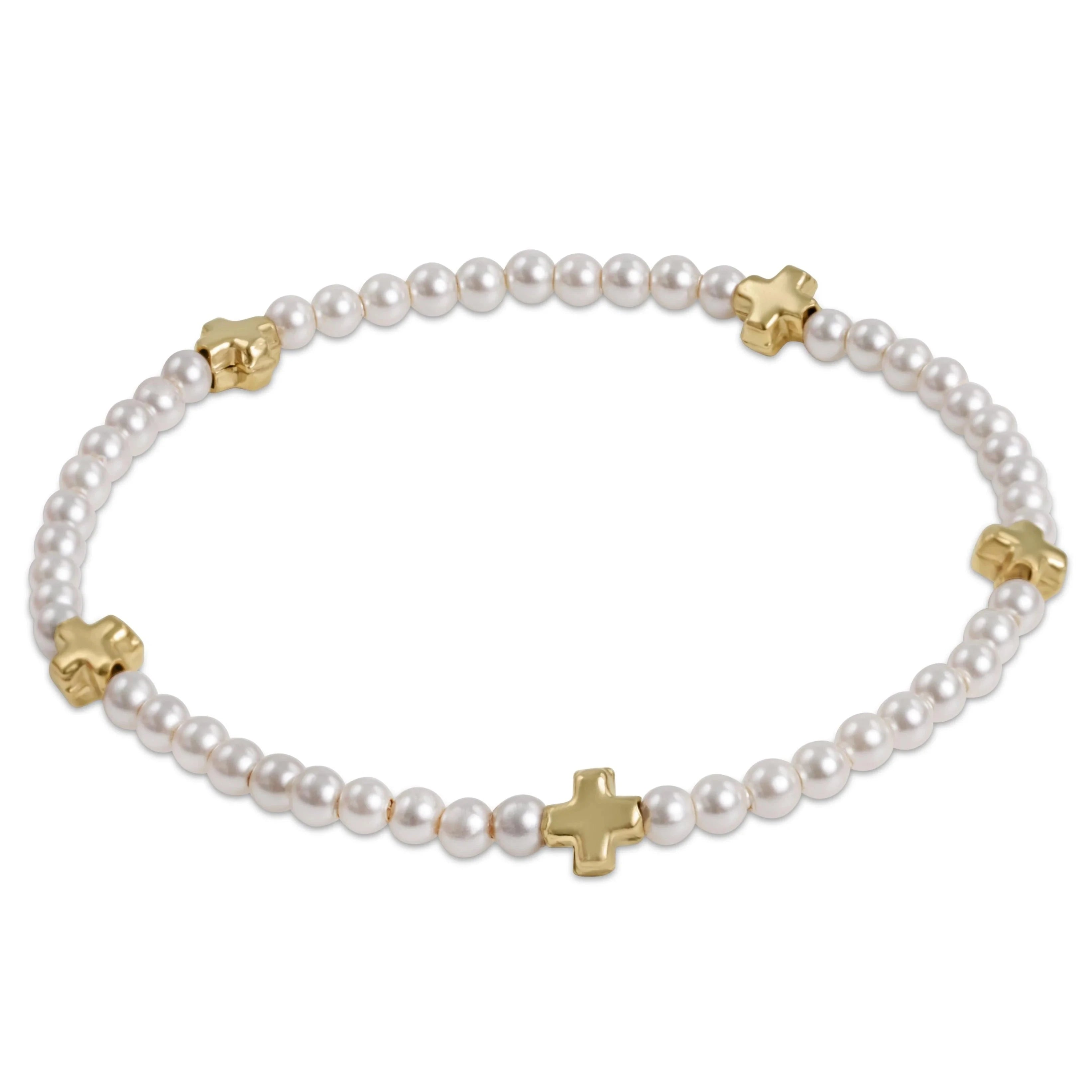 Signature Cross Small 3mm Pearl Bracelet JEWELRY ENEWTON