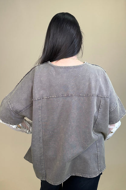 2 in 1 Lace L/S Peace Patch Top JRTOP CASUAL TOP:~~Unassigned~~ EASEL 