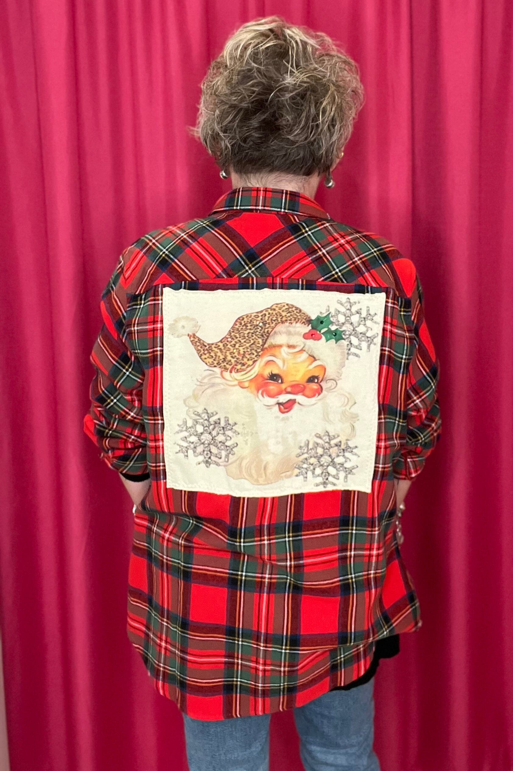 Plaid Flannel w/ Santa Patch OUTFIT COMPLETER BLINGAGOGO 