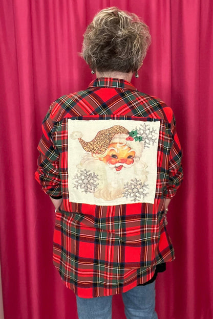 Plaid Flannel w/ Santa Patch OUTFIT COMPLETER BLINGAGOGO 