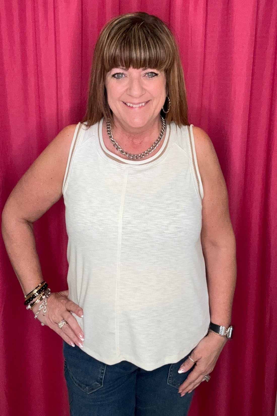 Sleeveless Scoop Neck Knit Tank MISSY TOP SPECIAL DEMOCRACY 