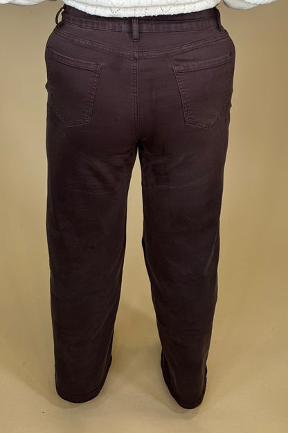 Wide-Leg Twill Pants w/ Front Embroidery BOTTOMS CHARLIEB 