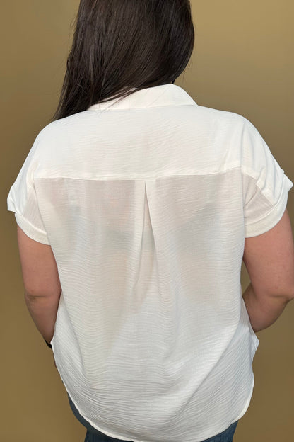 Short Sleeve Textured Button Down w/Collar MISSY TOP SPECIAL ZAC &amp; RACHEL 