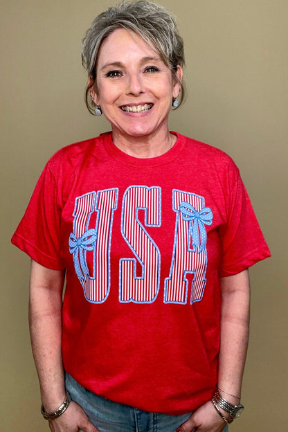 USA Bows Tee MISSY BASIC KNIT P&amp;PD L 