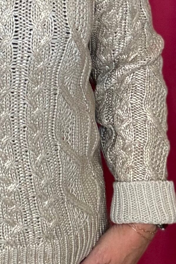Metallic Cable Knit Sweater SWEATER Charlie B 