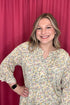 3/4 Sleeve Printed V-Neck Top MISSY TOP SPECIAL SOUTHERN LADY 