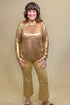 Long Sleeve Metallic Mesh Top MISSY BASIC KNIT DAVI&DANI 