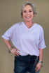 Short Sleeve Waffle Weave Top W/Pocket - Purple JRTOP CASUAL TOP DEAR SCARLETT 