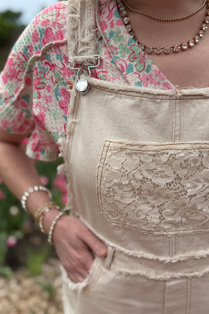 Frayed Overall with Lace Patches DRESS MELLOWWORLD 