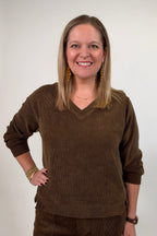 V Neck Corduroy Top JRTOP CASUAL TOP:~~Unassigned~~ YELETE 
