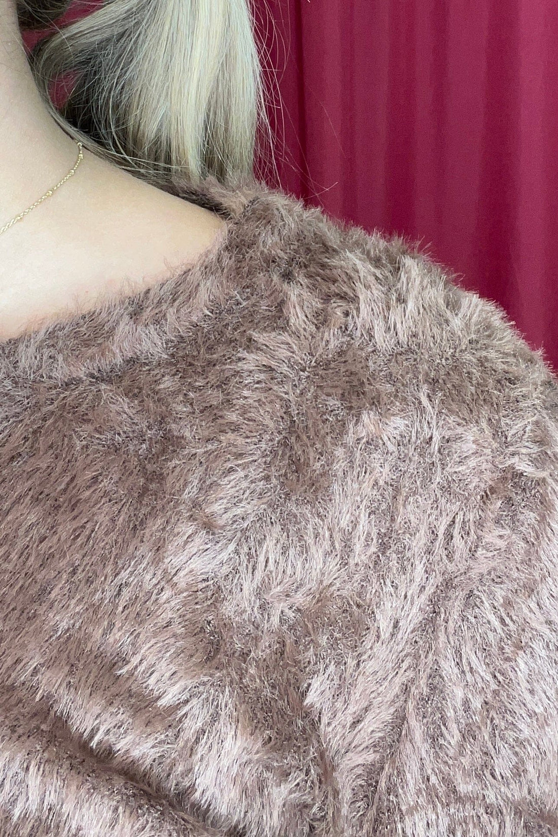 Long Sleeve Eyelash Sweater w/Sleeve Buttons SWEATER CREATION 