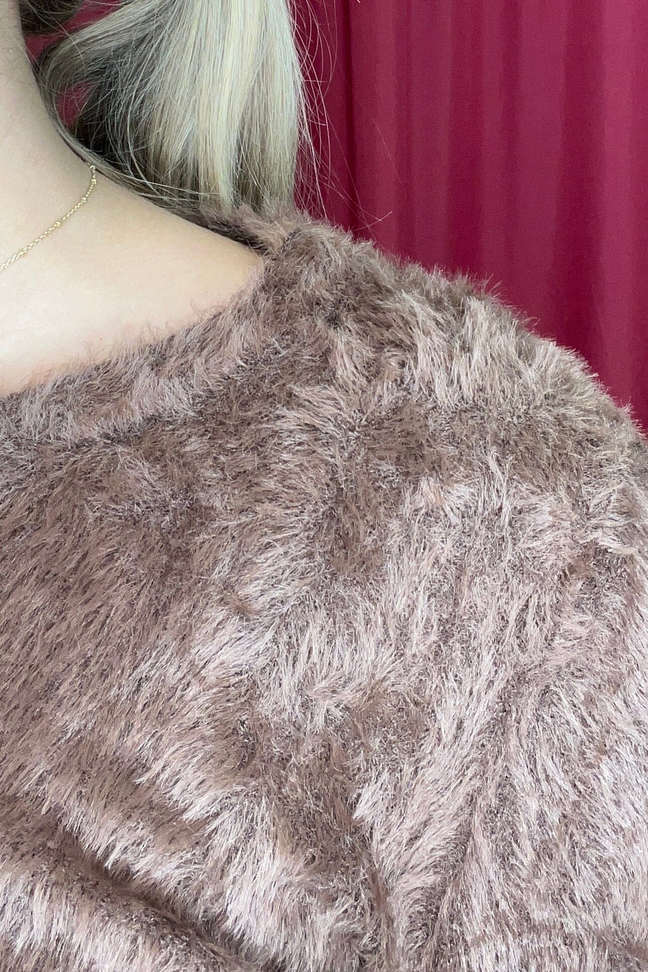 Long Sleeve Eyelash Sweater w/Sleeve Buttons SWEATER CREATION 