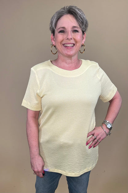 Short Sleeve Scoop Neck Textured Top MISSY TOP SPECIAL SOUTHERN LADY 