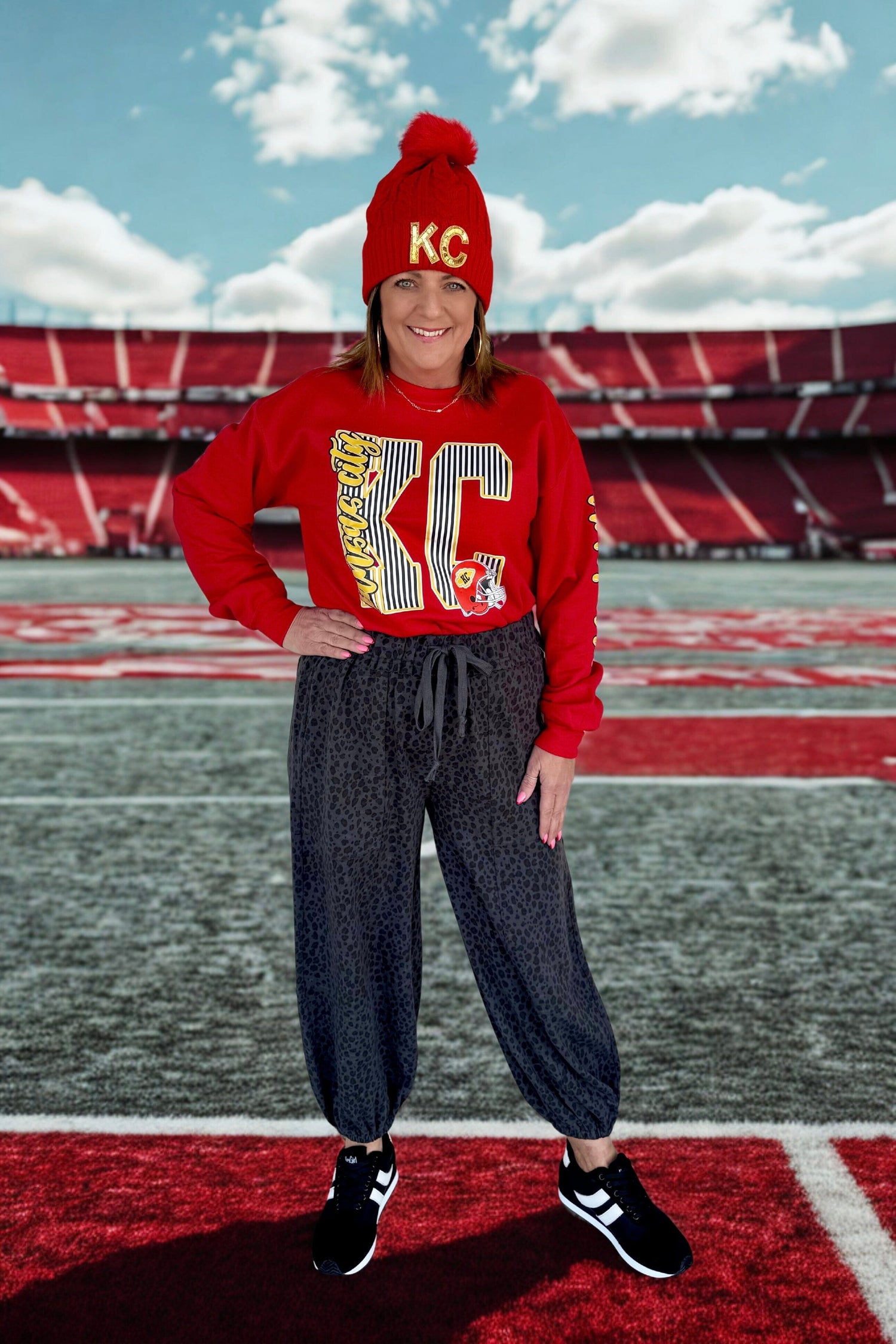 Leopard Printed Pull On Pant w/Drawstring BOTTOMS EASEL 