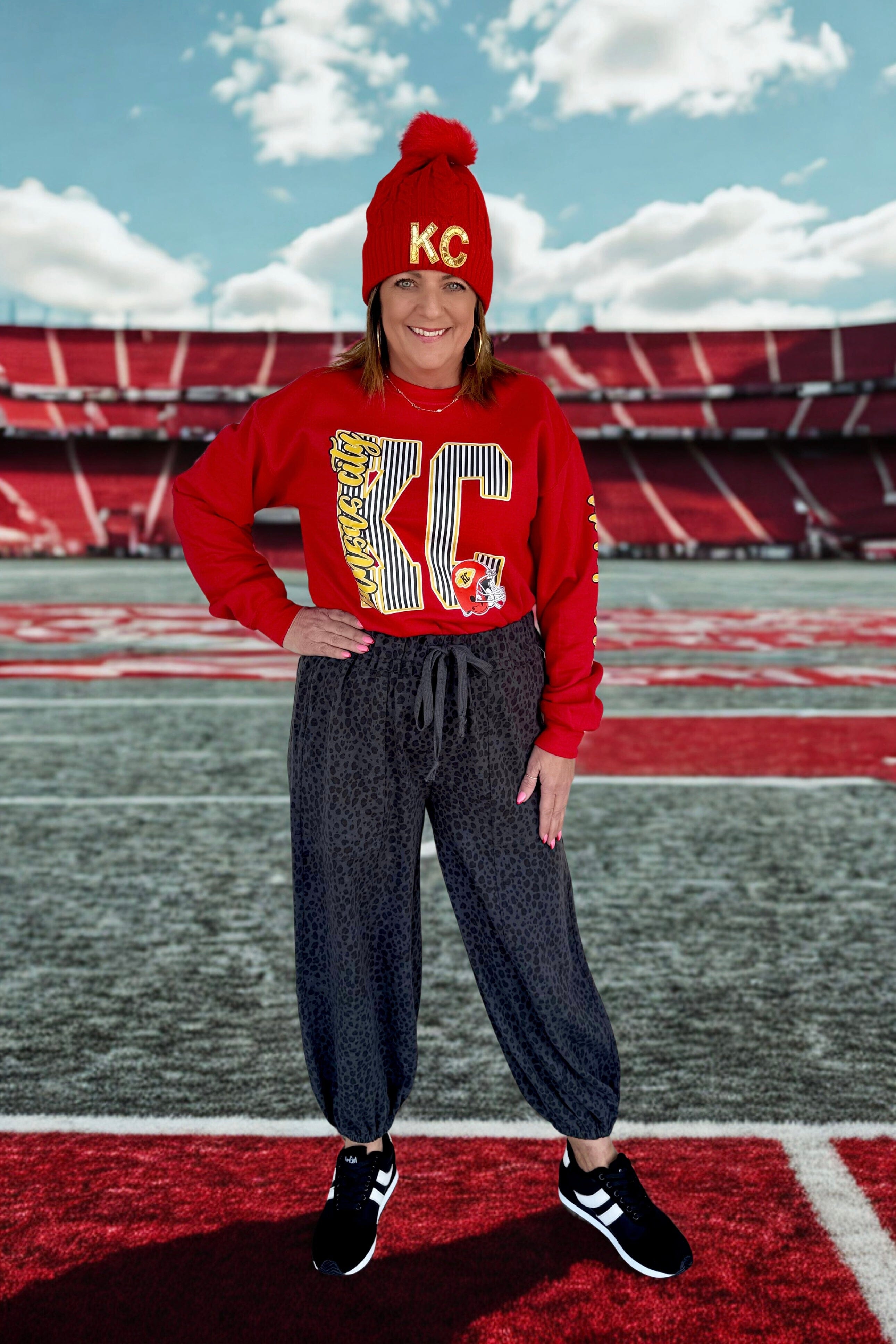 Leopard Printed Pull On Pant w/Drawstring BOTTOMS EASEL 