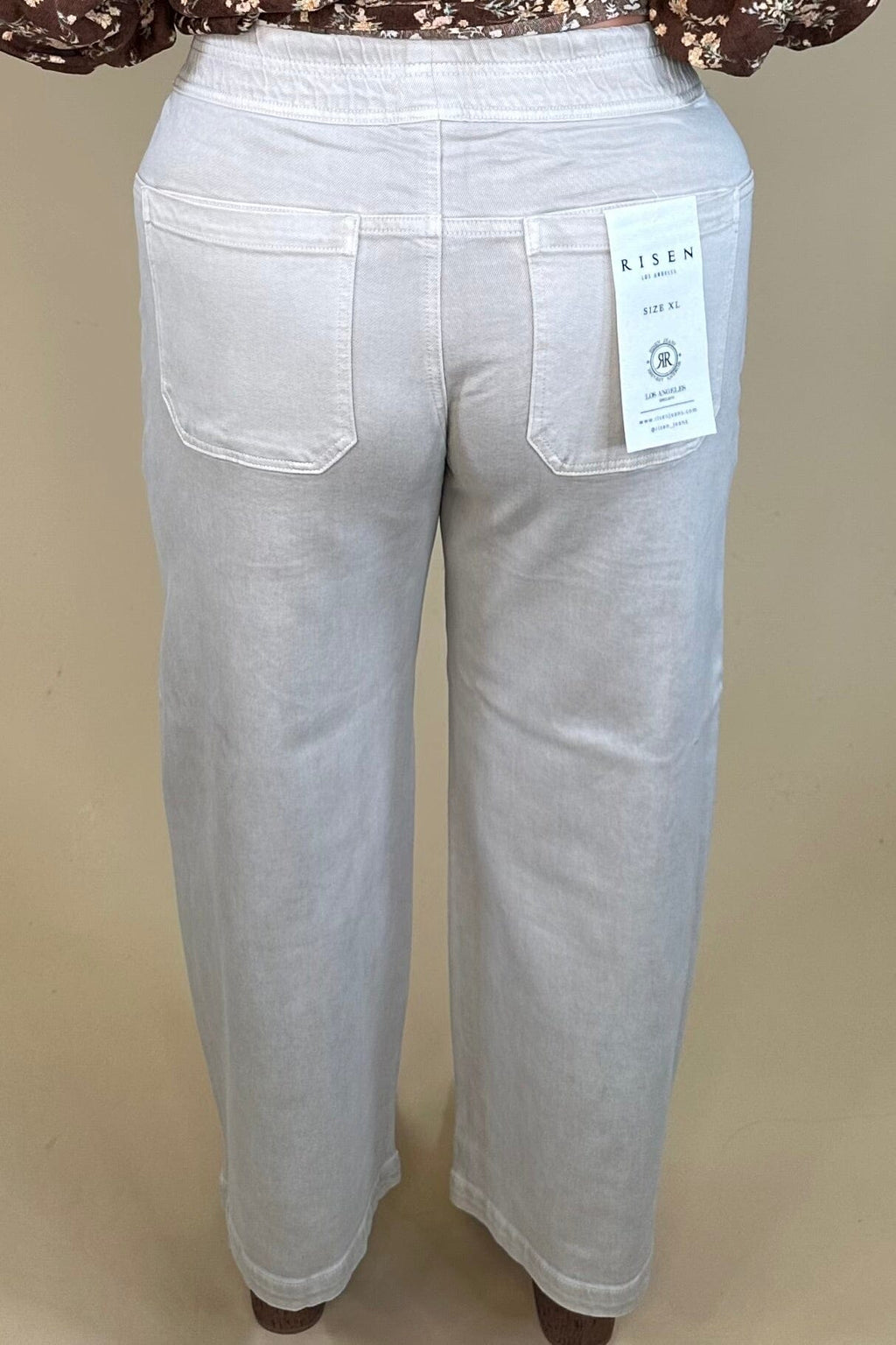 Elastic Waist Slouchy Crop Pants BOTTOMS RISEN 