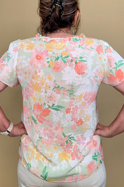 Printed Short Flutter Sleeve w/Ruffle Neck Line MISSY TOP SPECIAL ZAC &amp; RACHEL 