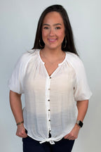 Puff Sleeve Button Down w/Twist MISSY TOP SPECIAL ZAC & RACHEL 
