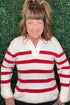 Long Sleeve Polo Sweater w/Blanket Stitch MISSY TOP SPECIAL TRIBAL 