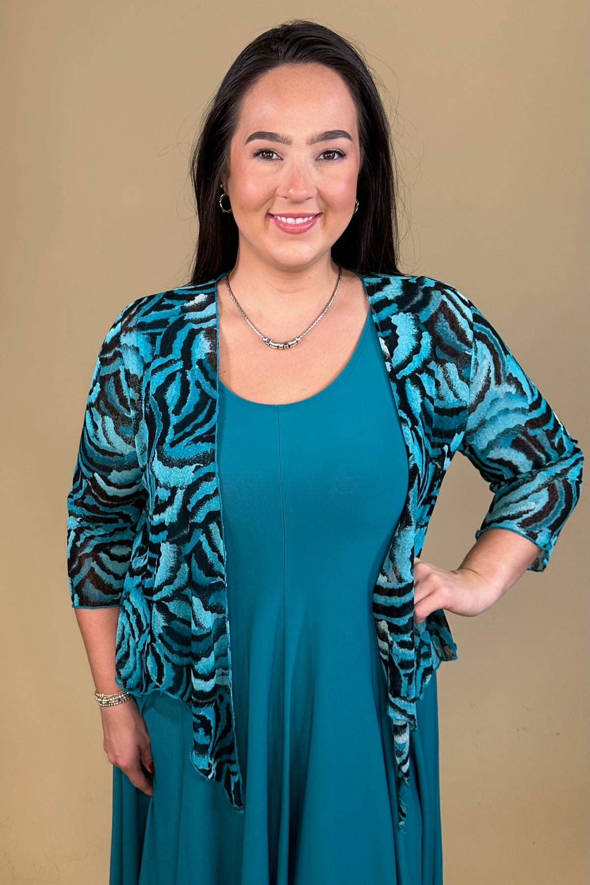 Turquoise Roses Lightweight Shrug